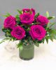 Valentines Six Pink Roses in Vase